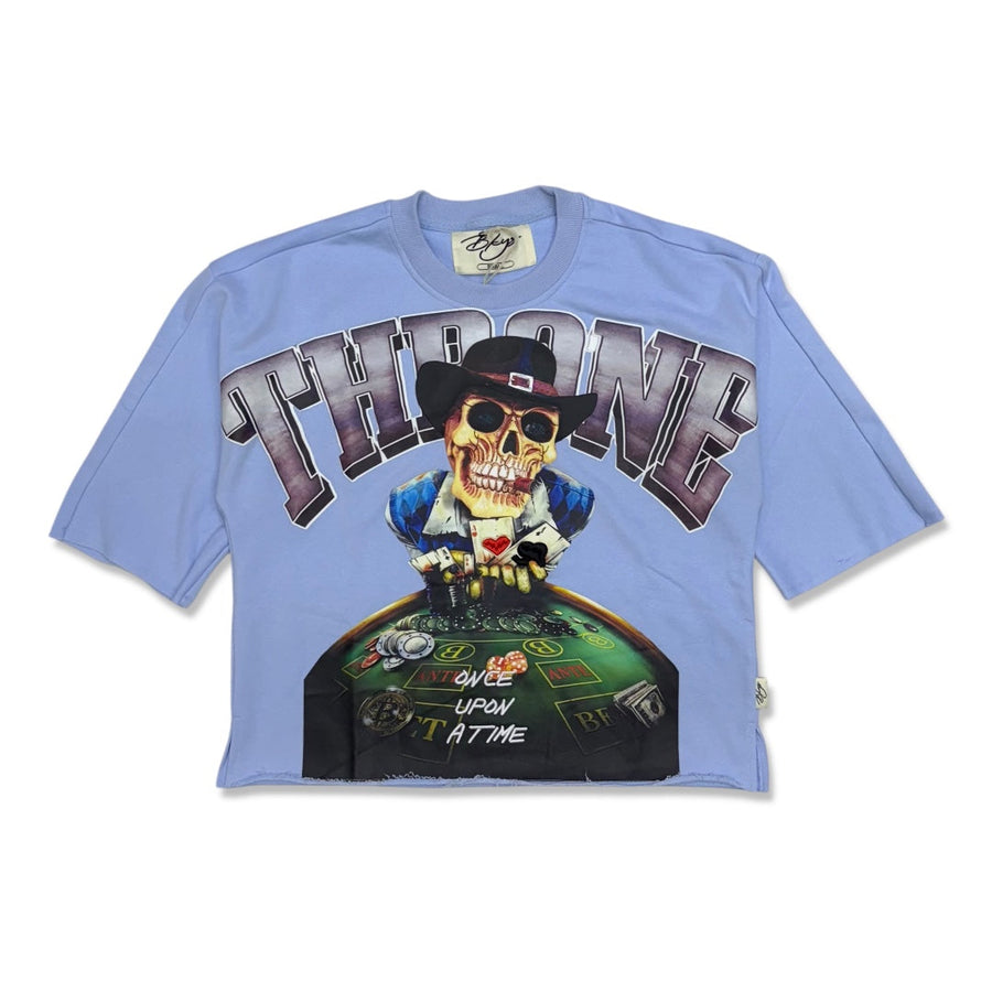 BKYS Throne Skeleton Poker Cropped Tee – Ice Blue