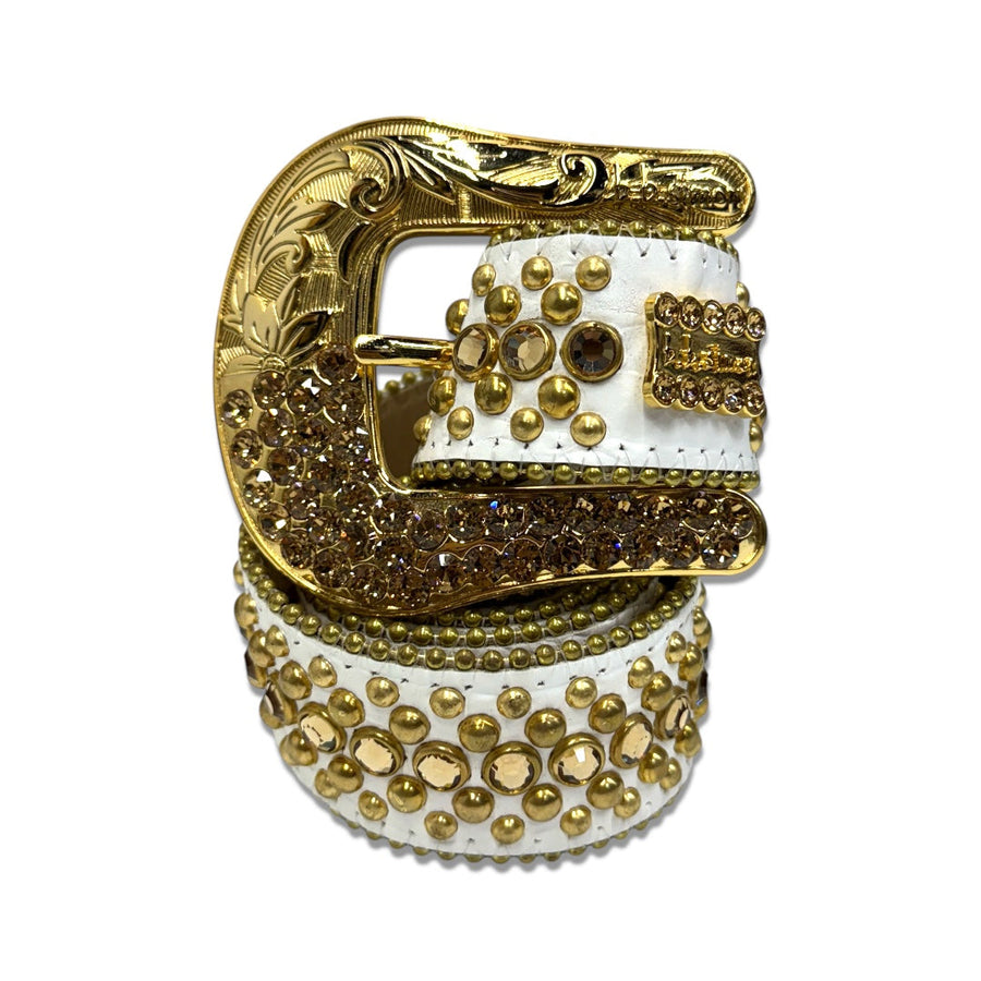 B.B SIMON (white/gold crystal belt)