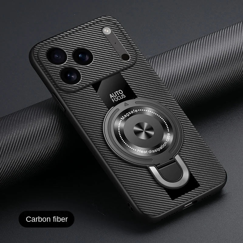 Matte Fiber For Magsafe Case  Magnetic Ring Stand Shockproof Cover For iPhone 17 /16 /15 /14 THEROXYMOB