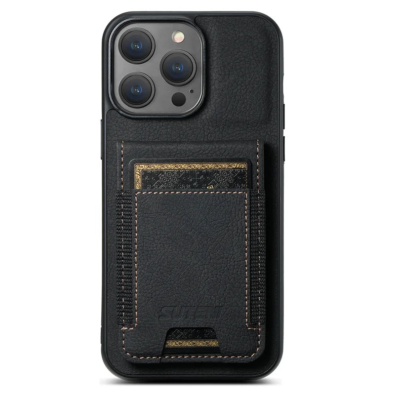 Clemence Leather Wallet with Card Holder Phone Case for iPhone 16 15 14
