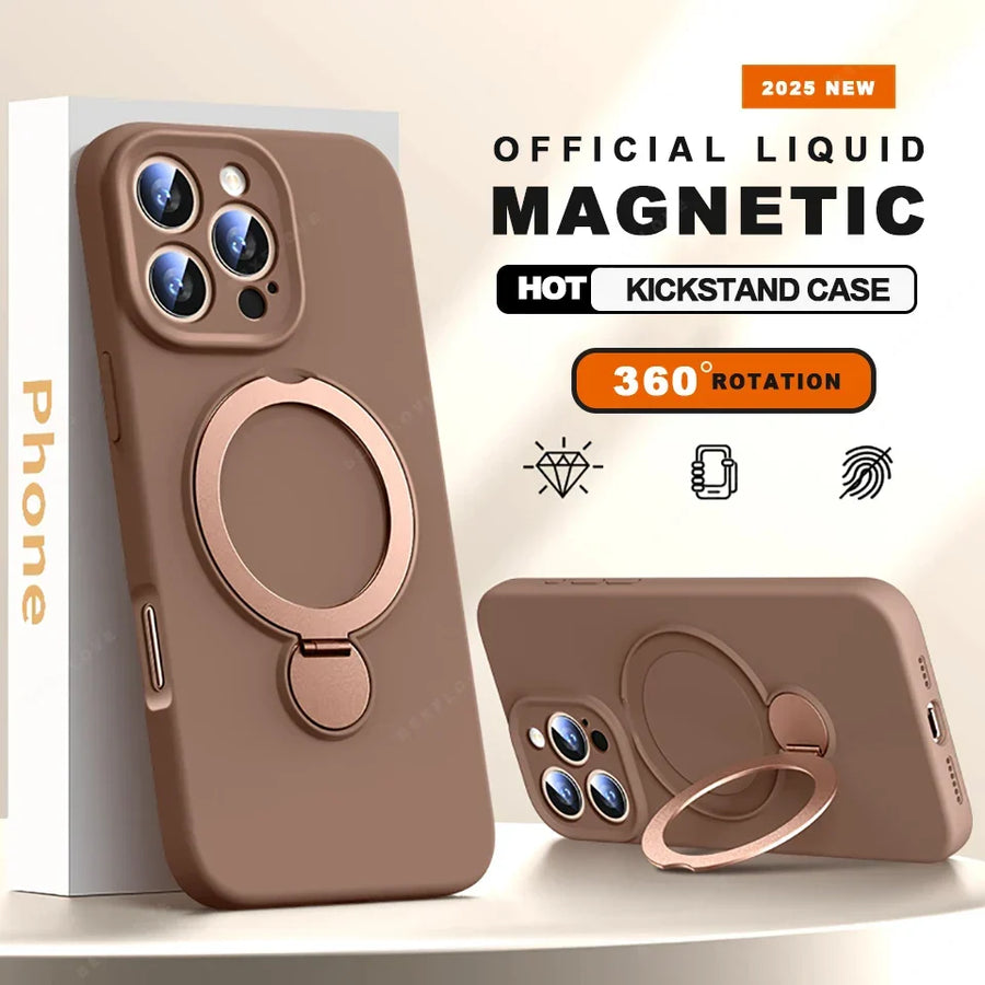Liquid Silicone Magnetic Charge Holder Protector Soft Cover For iPhone 16 15 14