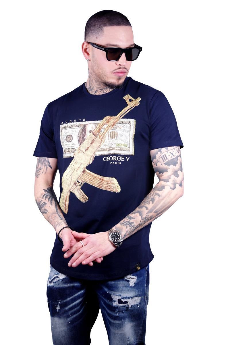 Avenue George Graphic Crewneck T-Shirt Navy/Gold