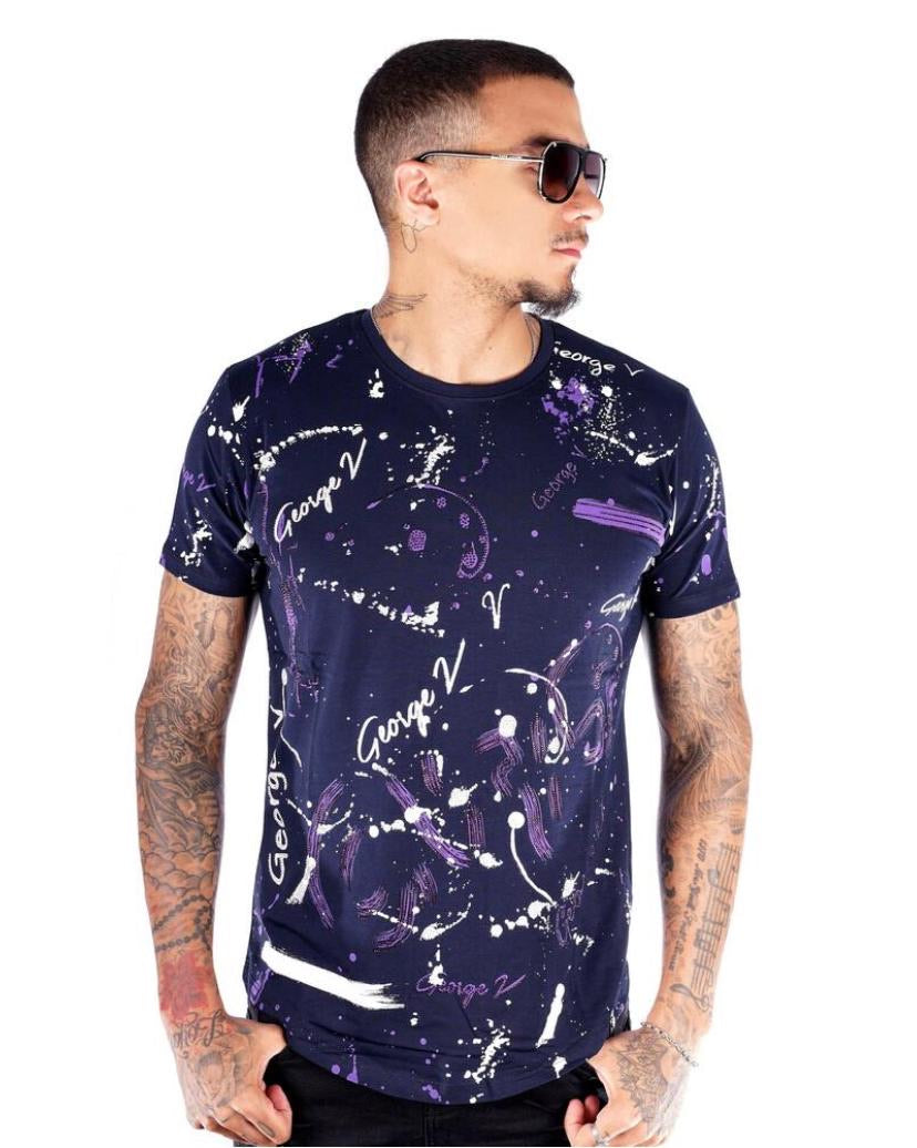 Avenue George (Navy/Purple Crewneck T-Shirts)