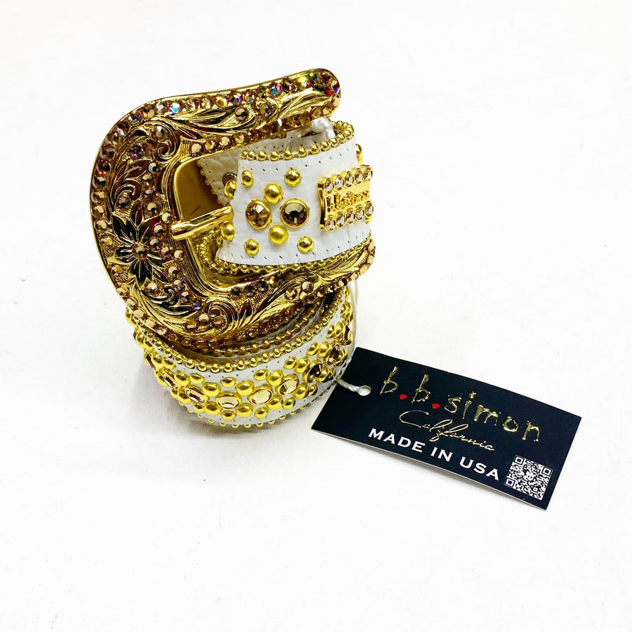 B.B.Simon (gold/white crystal belt)