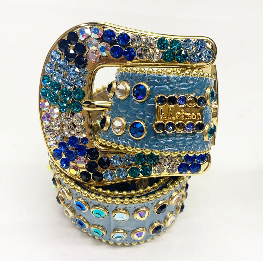 B.B. Simon Crystal Belt Turquoise Royal Blue