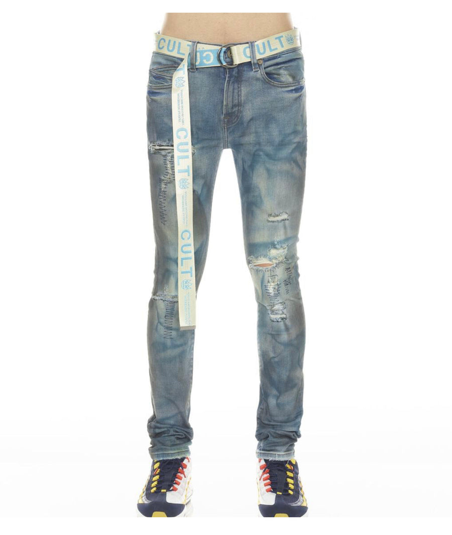Cult of individuality (blue kasso punk super skinny stretch jean)