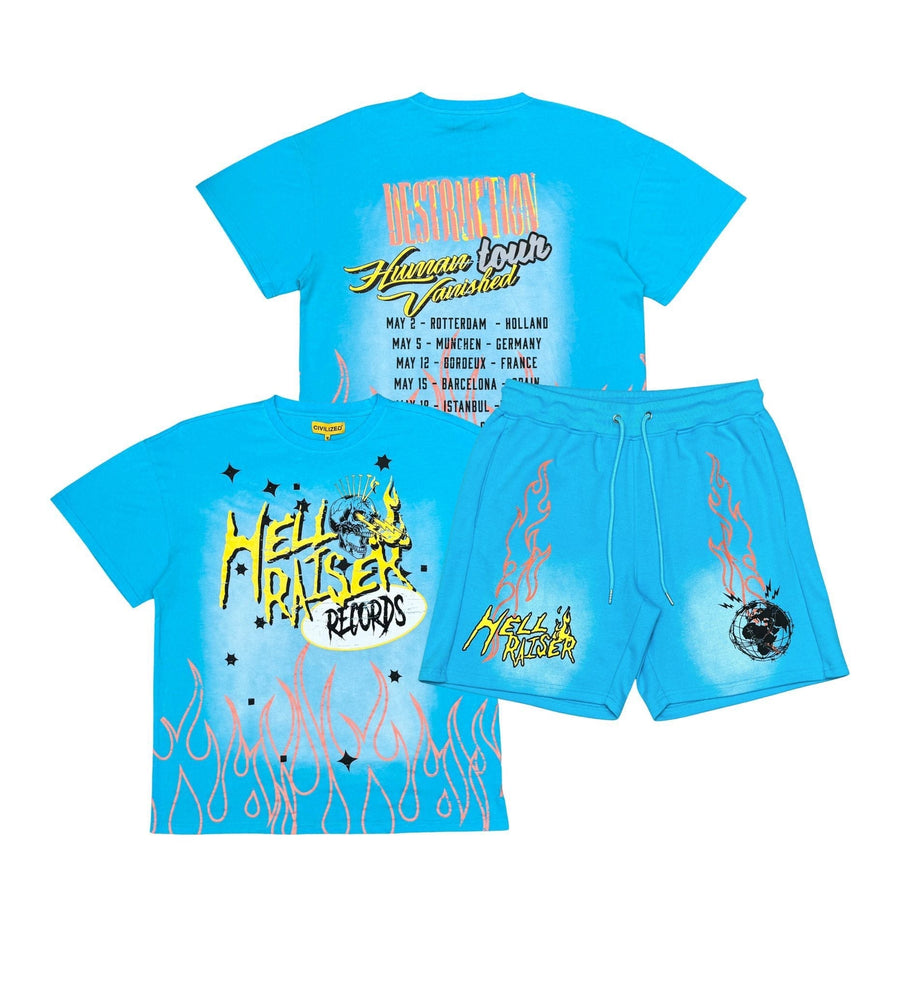 Civilized Men's Hell Raiser Records Short Set Aqua Blue