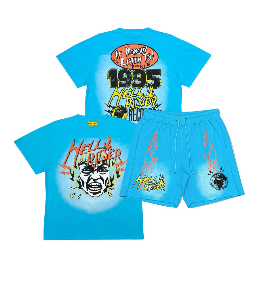 Civilized Men's Hell Raiser Records Short Set Aqua Blue
