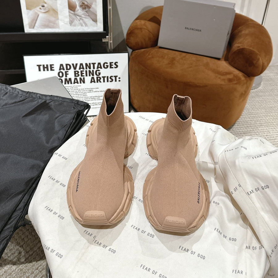 BALENCIAGA 25S SPEED TRAINER SNEAKERS 55 MM IN BEIGE KNIT