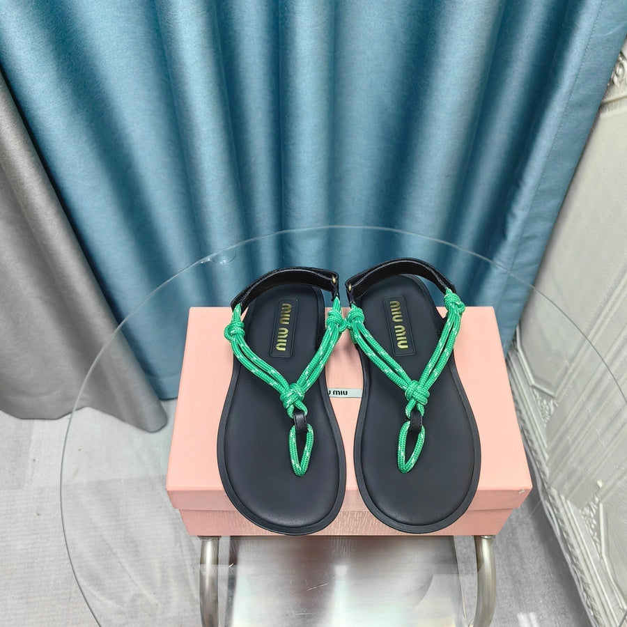 FLIP-FLOPS SANDAL BLACK SHEEPSKIN WITH BRIGHT BLUE STRAP