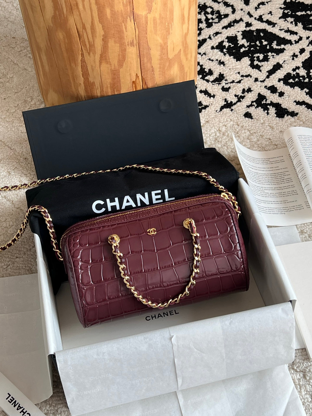 Embossed Bowling Handbag